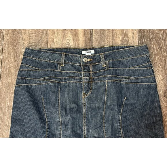 CATO WOMENS DENIM MAXI LONG SKIRT FLARE SIZE 14 BOHO WESTERN STRETCH Y2K - Picture 3 of 8